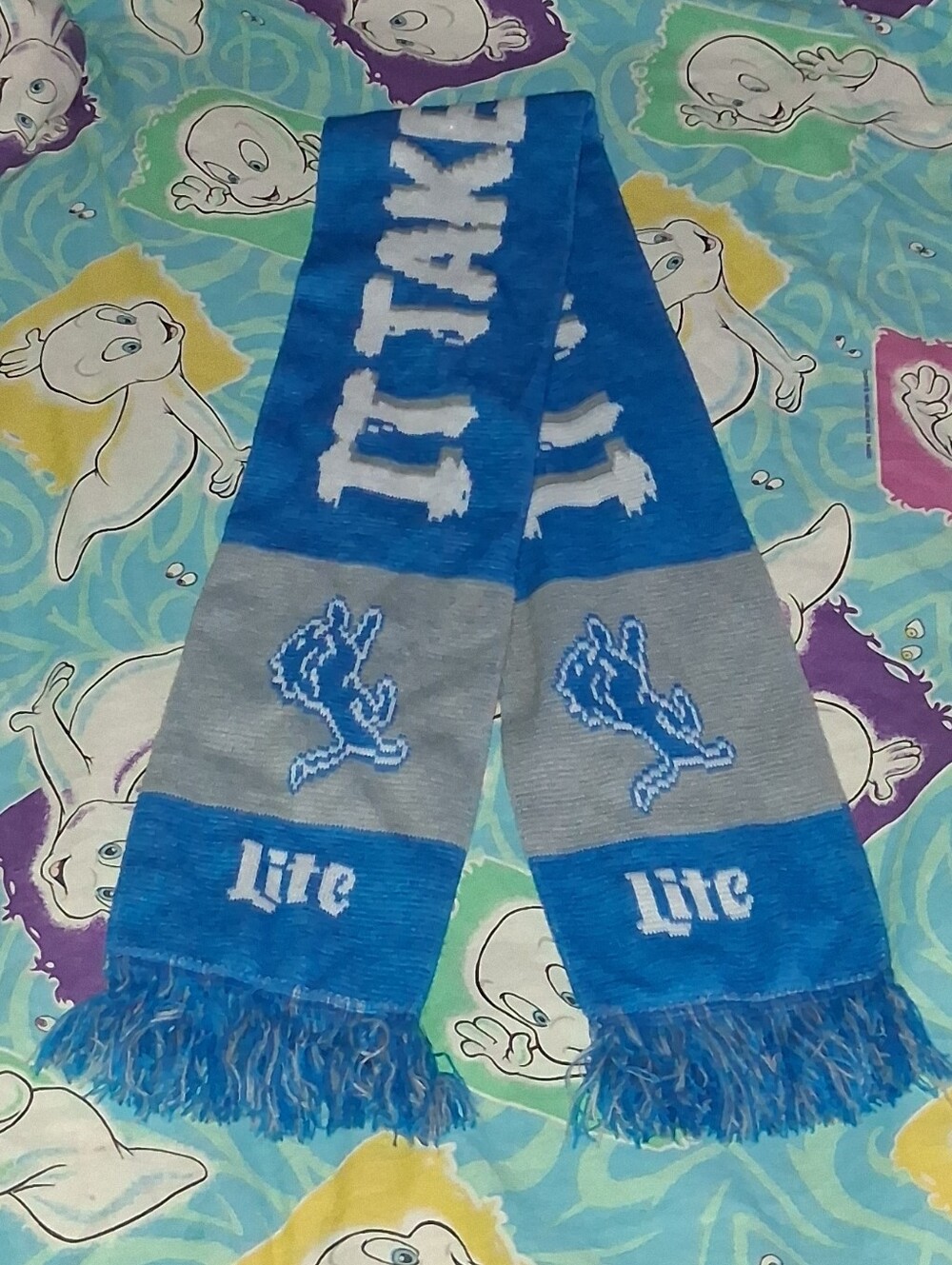 Detroit Lions Winter Knit Scarf NFL Football Miller Lite